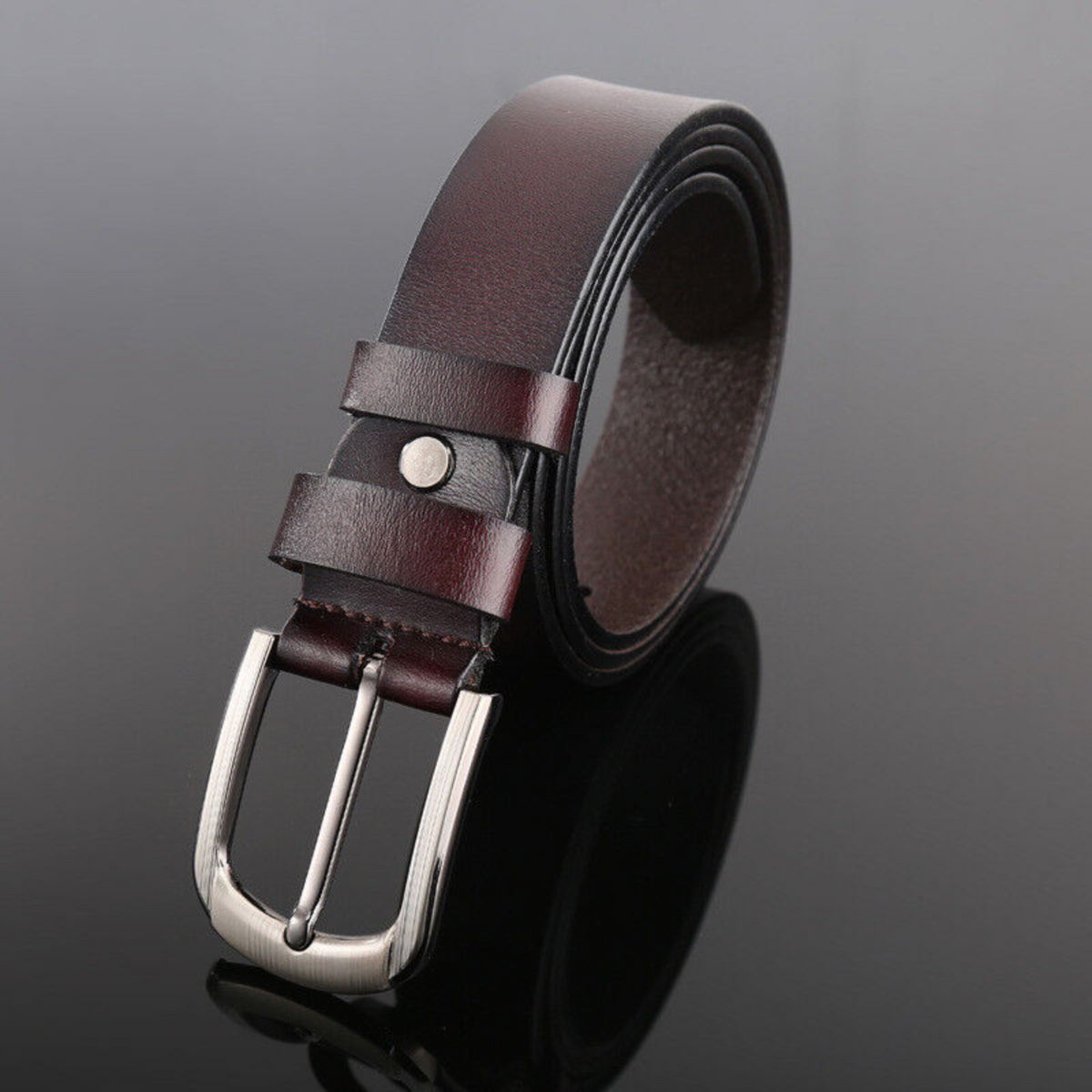Coffee 38" Leather Men's Belt Retro Trend New Quality Genuine Full Grain