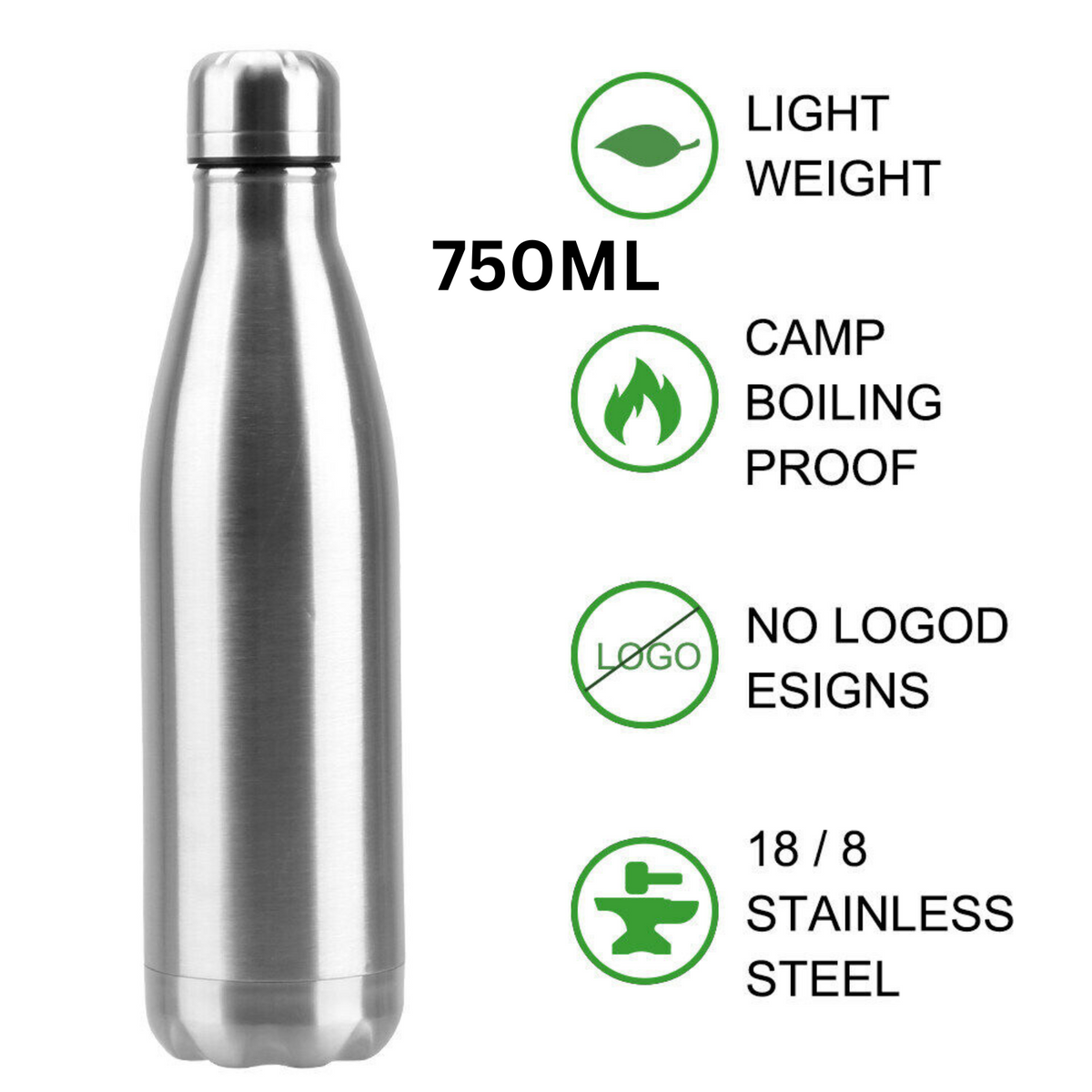 750ML Vacuum Water Bottle Stainless Steel Sports Drink Cup Flask