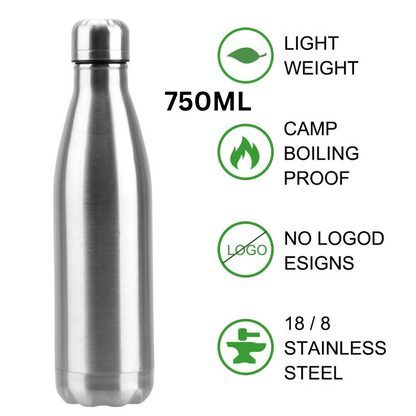 750ML Vacuum Water Bottle Stainless Steel Sports Drink Cup Flask