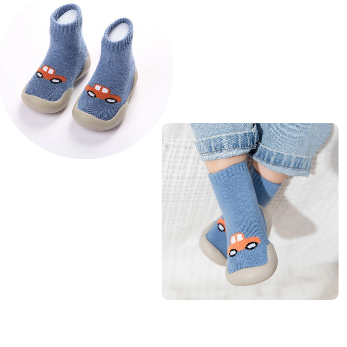 Winter Slipper Socks Warm Anti-slip Soft Toddler Baby Cotton Shoes Blue M