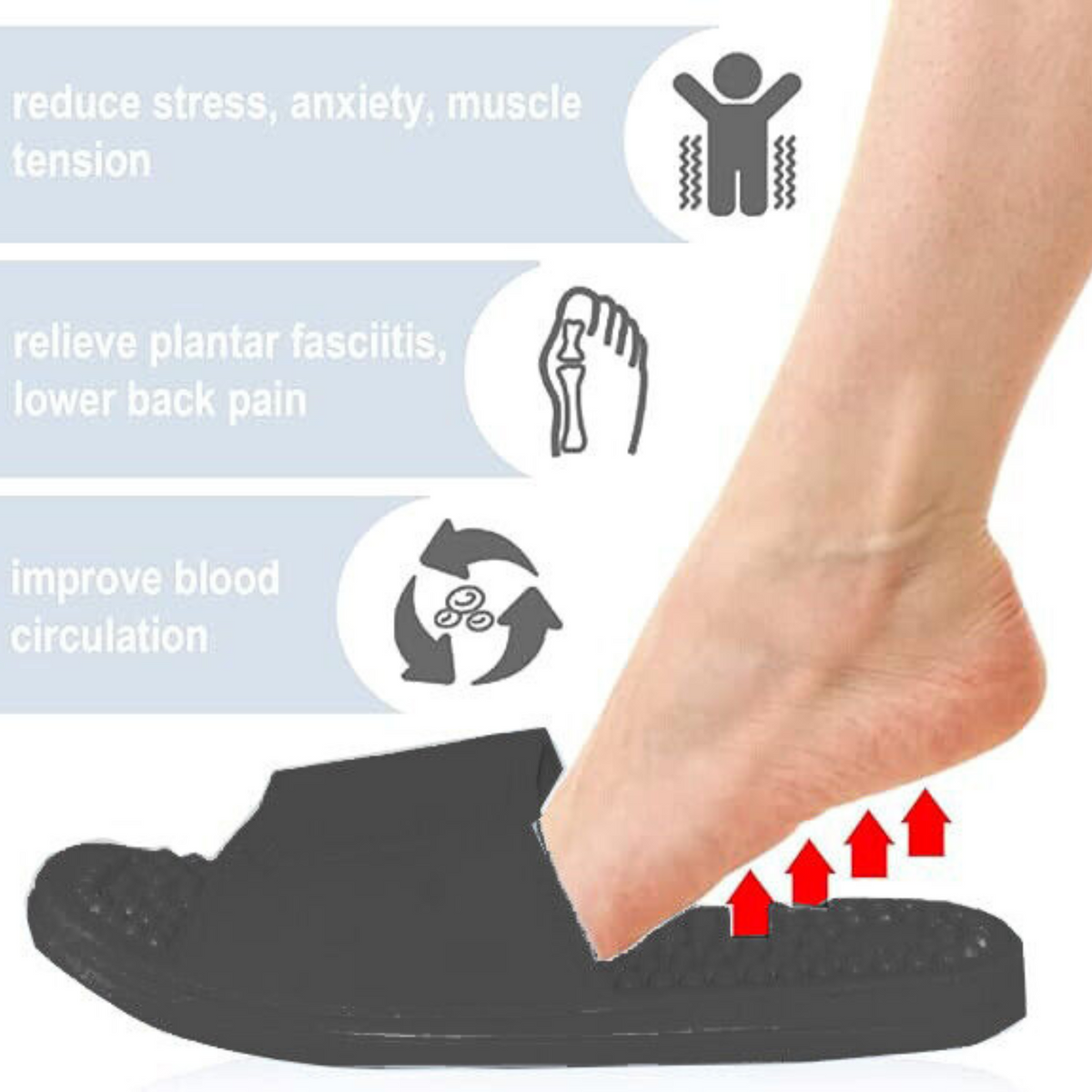 Therapy Shoes Feet Slippers Sandals Acupressure Reflexology Black