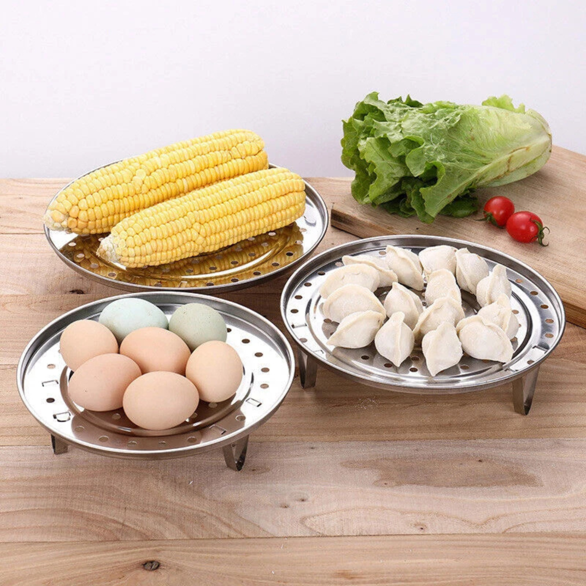 Stainless Steel Steamer Basket Set 3pcs Folding Cooking Tool