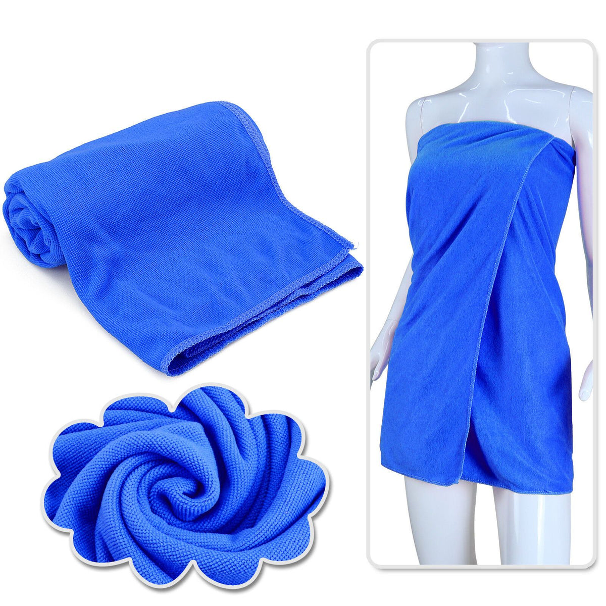 Beach Bath Towel 70x140cm Blue Microfiber Travel Swimming Drying Sport Yoga