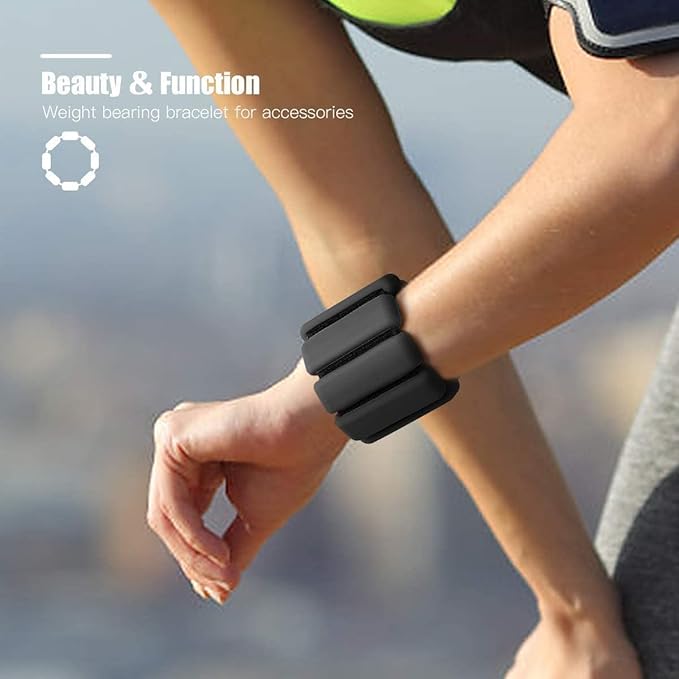 Fitness Wrist Bracelet Equipment Adjustable Ankle Weights Training 1 Pair Black