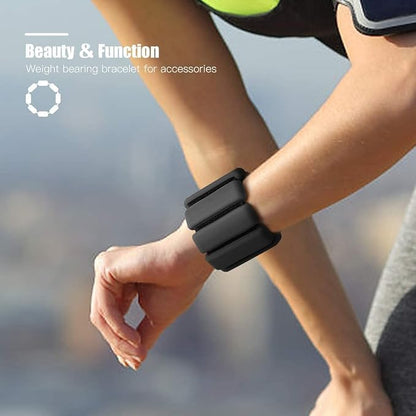 Fitness Wrist Bracelet Equipment Adjustable Ankle Weights Training 1 Pair Black