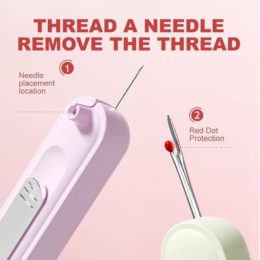 2x Purple Stretchable Plug-in Needle Threader Seam Ripper 2in1
