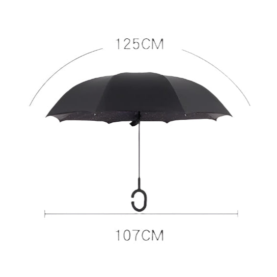 Windproof Double Layer Umbrella Reverse C-handle Upside Down Inverted Blossom