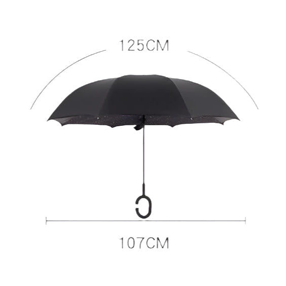 Windproof Double Layer Umbrella Reverse C-handle Upside Down Inverted Blossom