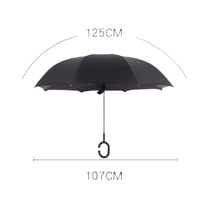 Windproof Double Layer Umbrella Reverse C-handle Upside Down Inverted Starry Sky