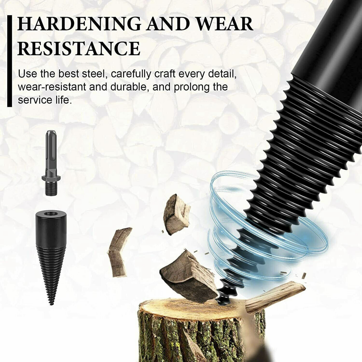 High Speed Screw-Splitting Cone Driver 32mm Firewood Drill Bit Wood Log Splitter