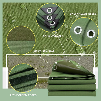 3M x 4M Sun Blocked Dustproof Army Waterproof Canvas Tarpaulin Heavy Duty