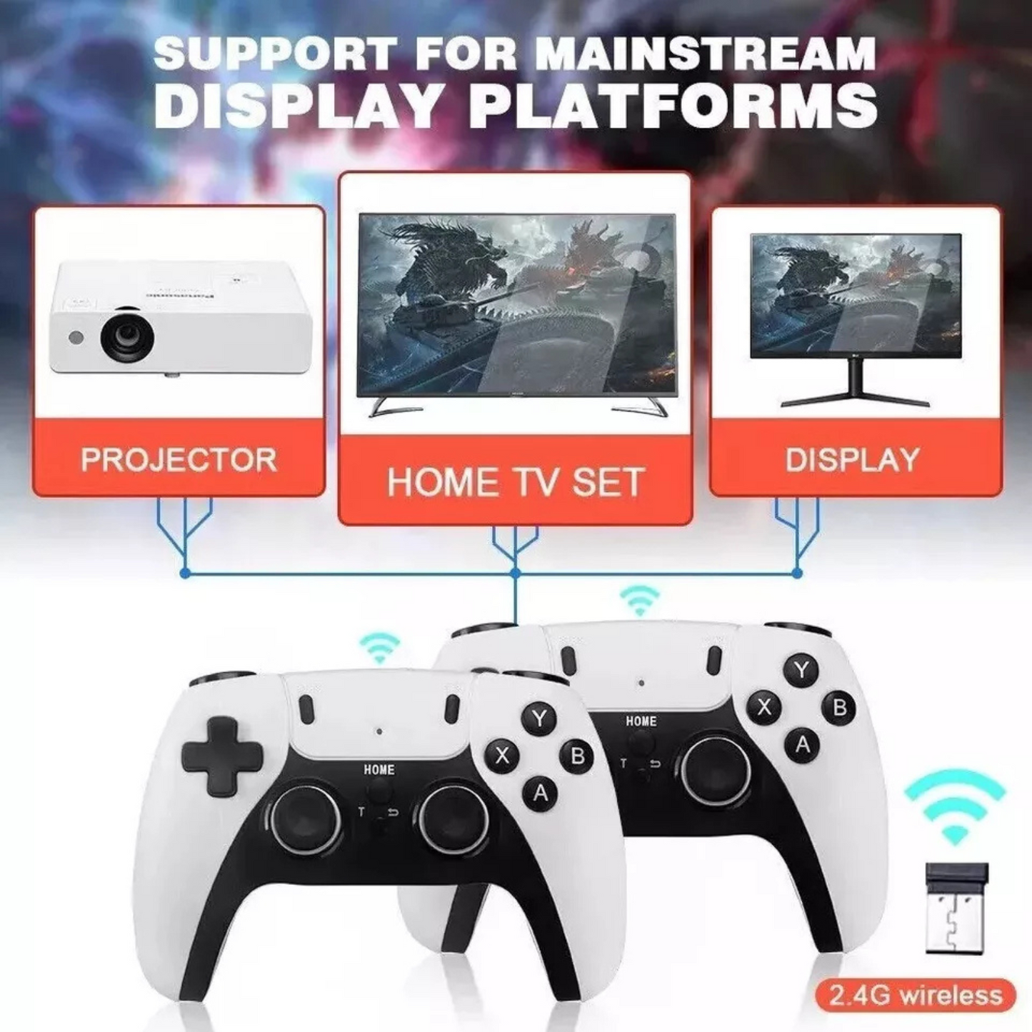 Retro Gaming Console w/ 2 Wireless Controller 58000+ 4K HDMI TV Game Stick 256GB