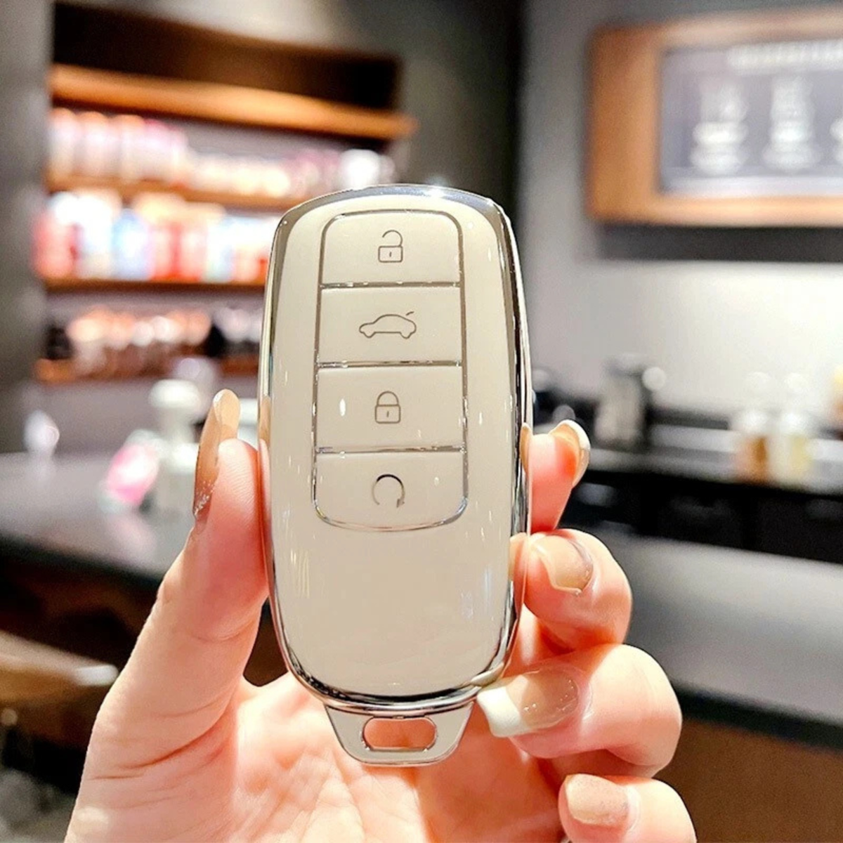 Chery Omoda 5 Tiggo Car Remote Key Cover 4 Button TPU Fob Case White
