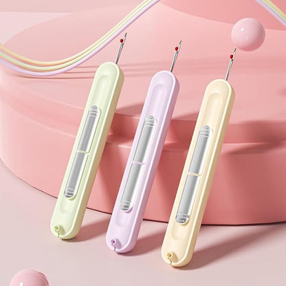 2x Purple Stretchable Plug-in Needle Threader Seam Ripper 2in1
