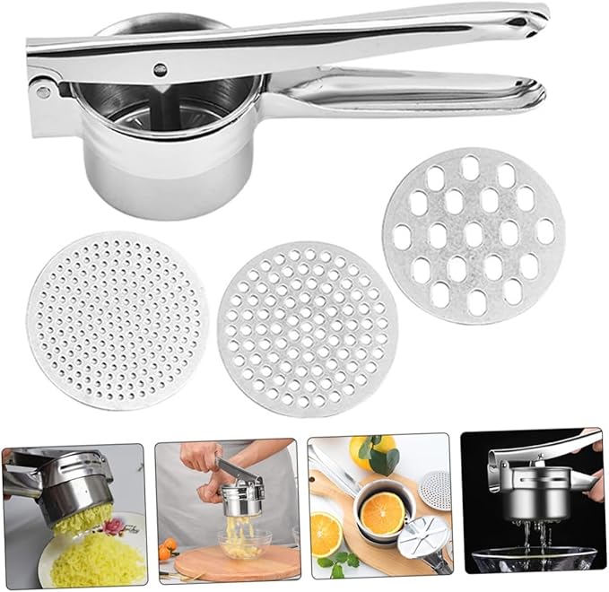 3 Discs Professional Stainless Steel Potato Ricer Masher Vegetable Fruit Press