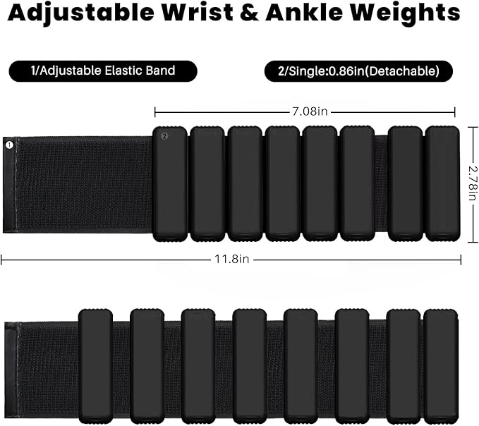 Fitness Wrist Bracelet Equipment Adjustable Ankle Weights Training 1 Pair Black