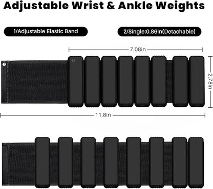 Fitness Wrist Bracelet Equipment Adjustable Ankle Weights Training 1 Pair Black