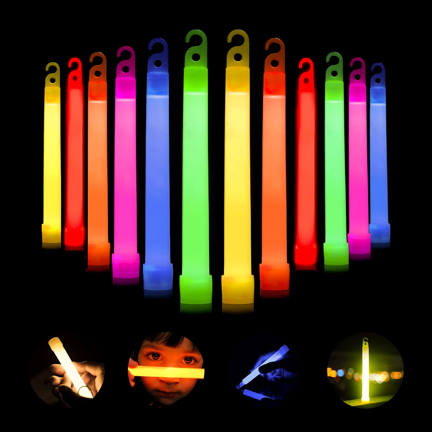 50x Party Rave Light Disco Glow in Dark 6 Inch Mixed Glow Sticks Lanyard Bulk