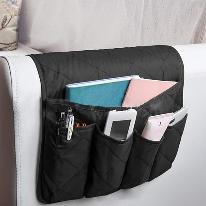Remote Storage Holder Sofa Chair Arm Control Rest Bag 5 Pocket Couch Organizer