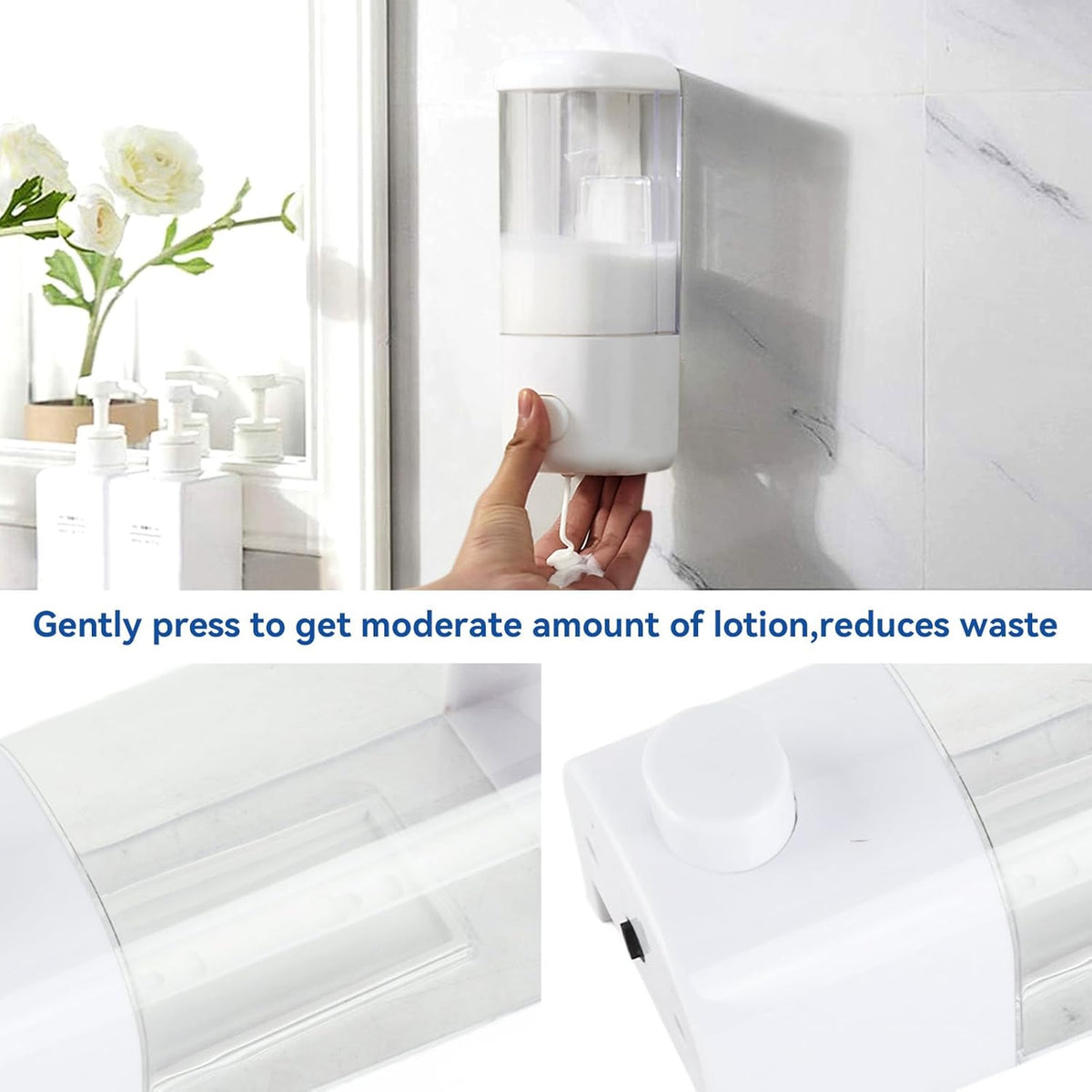 500ml Manual Shower Liquid Container Wall Mount Soap Hand Wash Shampoo Dispenser