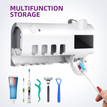 Automatic Toothpaste Dispenser Toothbrush Holder UV Steriliser Squeezer White