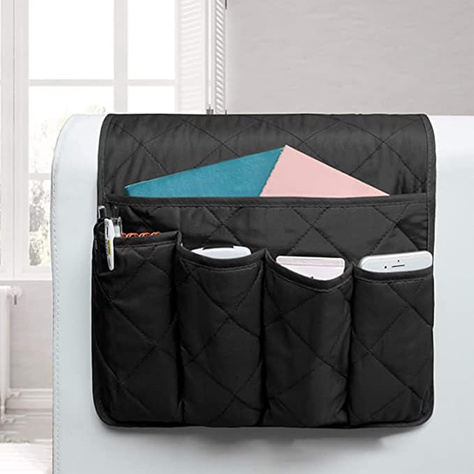 Remote Storage Holder Sofa Chair Arm Control Rest Bag 5 Pocket Couch Organizer