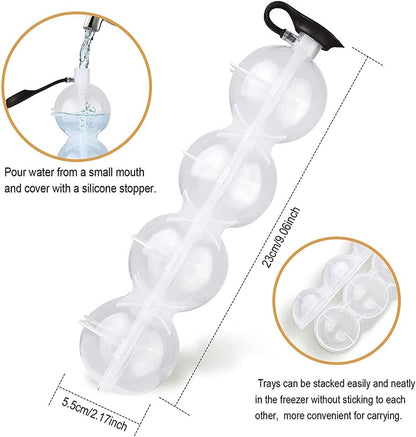 Sphere Cube Tray Big Silicone Mold 2X Ice Ball Maker Whiskey Round Mould