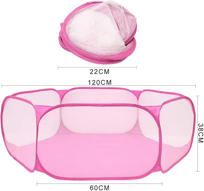 Portable Pet Cage Tent Exercise Animal Playpen Fence Pop-Up Yard Pink