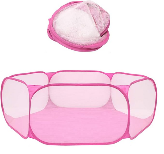 Portable Pet Cage Tent Exercise Animal Playpen Fence Pop-Up Yard Pink