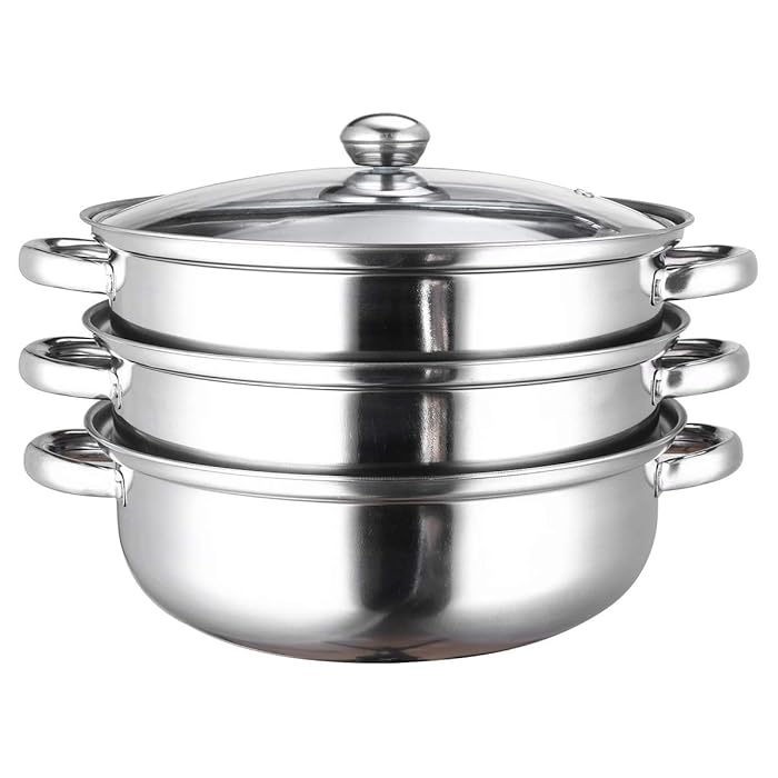 3 Tier Vegetable Meat Cooking Steam Pot Stainless Steel Steamer Kitchen Tool