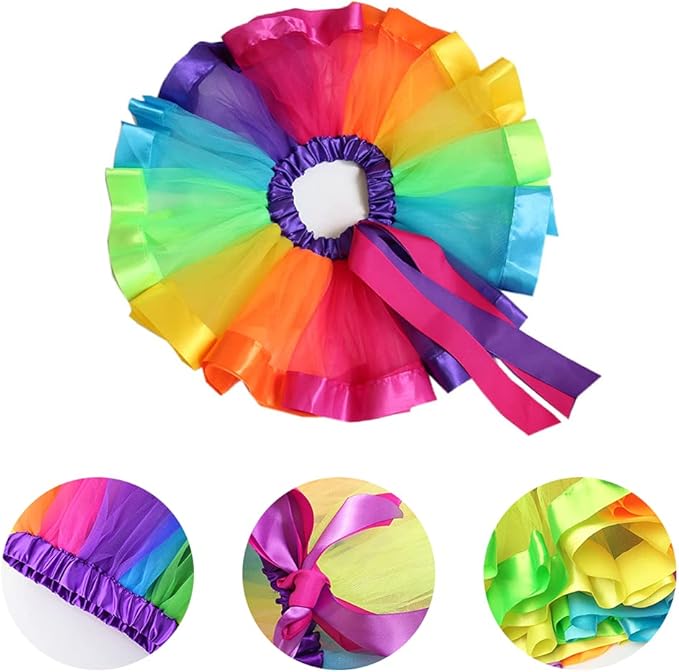 Rainbow Tutu Skirt Ballet Costume Dancewear Women Girls Adult Dress Up Summer