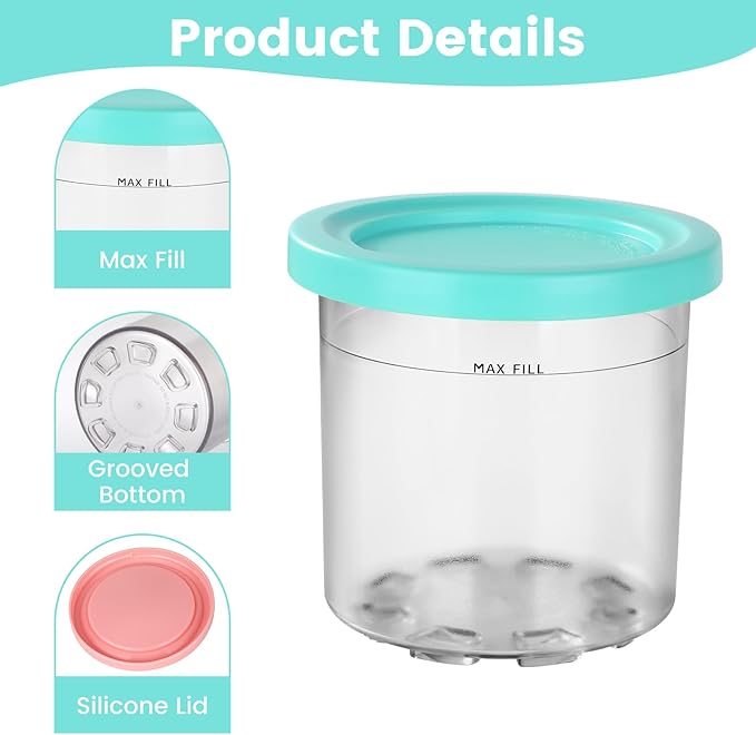 4pcs Ninja NC299AM NC300s Ice Cream Storage Jar Ice Cream Pints Container