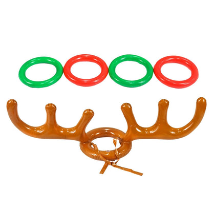 Moose Inflatable Toss Holiday Toys Antler Reindeer Hat Christmas Party Game Ring