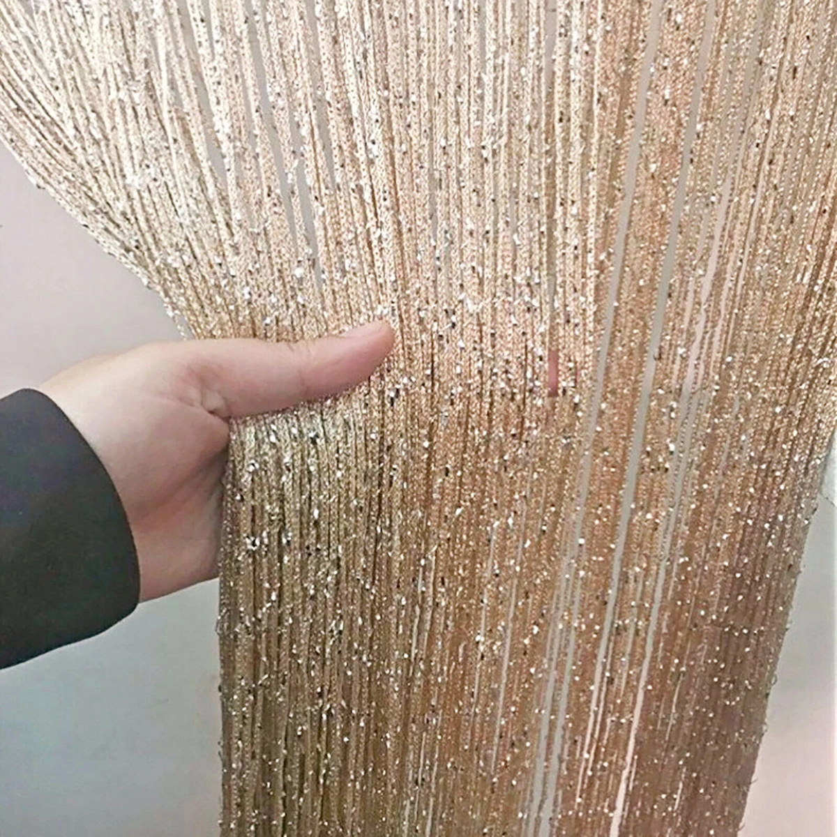 Tassel Decoration String Curtain Panels Fly Screen Room Divider Champagne