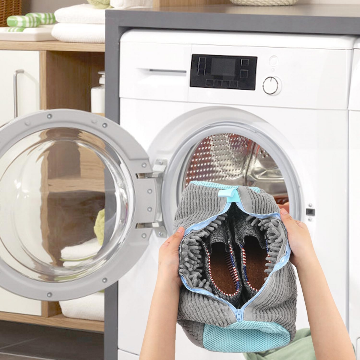 Reusable Shoe Protection for Washing Machine 2pcs Shoes Laundry Bag Grey