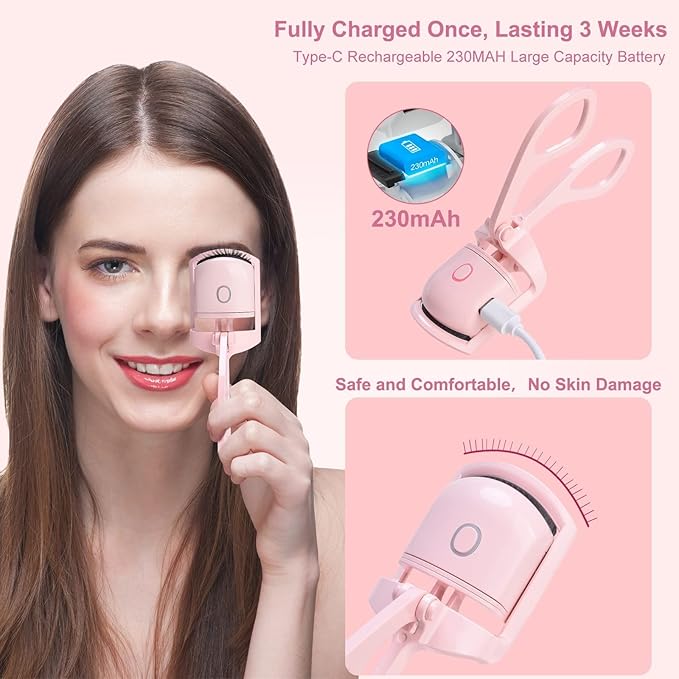 Double Eyelash Curler Type-C Rechargeable Electric Heated Curling Eyelash Tool