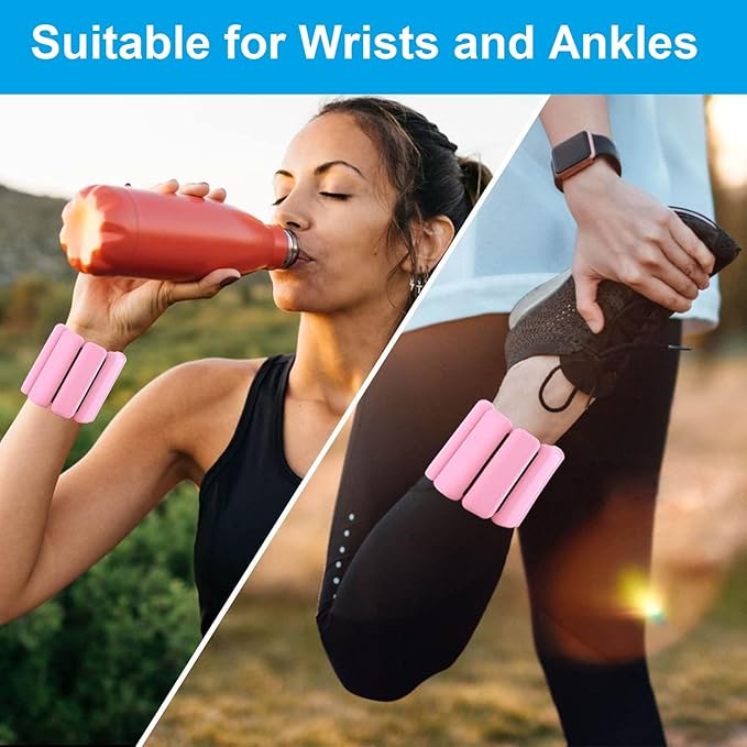 Fitness Wrist Bracelet Equipment Adjustable Ankle Weights Training 1 Pair Pink