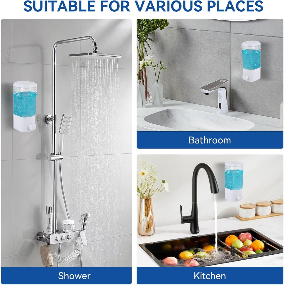 500ml Manual Shower Liquid Container Wall Mount Soap Hand Wash Shampoo Dispenser