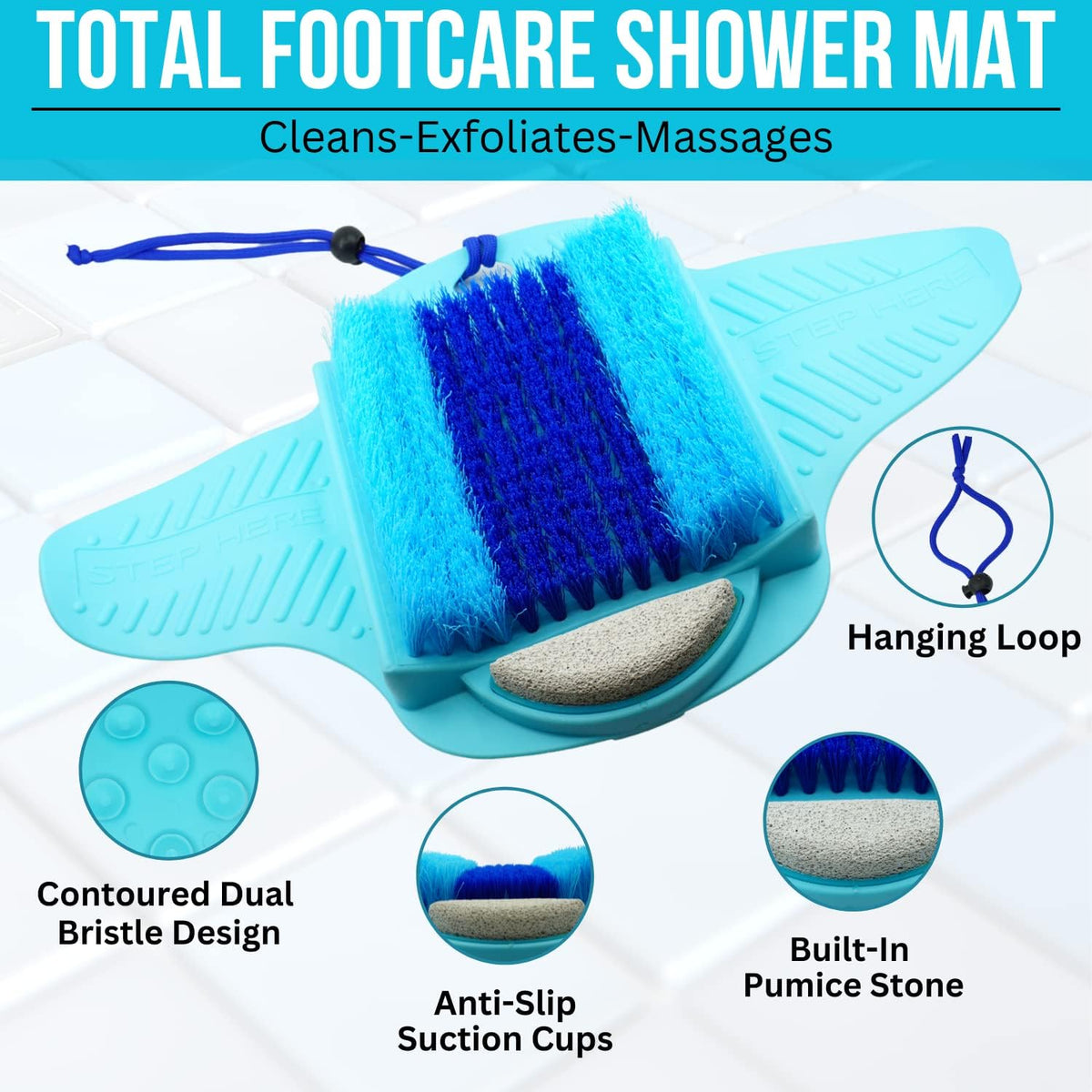 Shower Feet Washer Nonslip Foot Cleaner Scrubber Bath Exfoliating