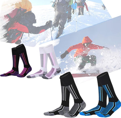 Thick Winter Sports Socks Women Long Warm Breathable Ski Socks Pink White