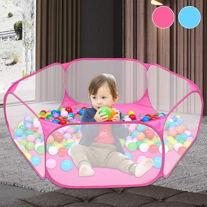 Portable Pet Cage Tent Exercise Animal Playpen Fence Pop-Up Yard Pink