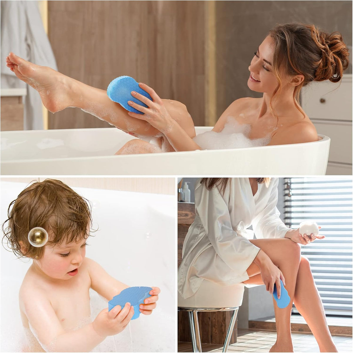 Super Soft Exfoliating Bath Sponge Ultra Soft Bath Body Shower Sponge Blue