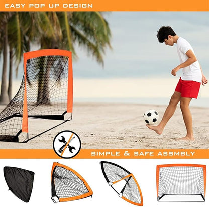 Portable Football Goal Post Set Soccer Goal Net Kids Outdoor Training Practice