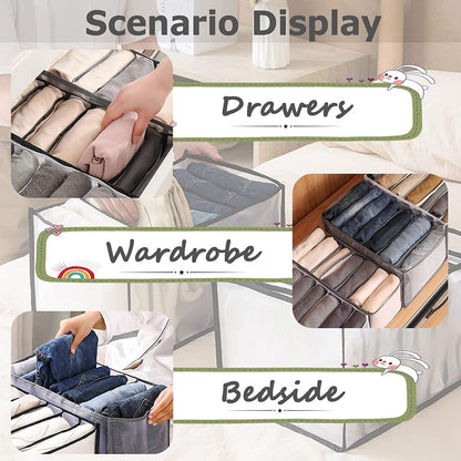 Foldable Drawer Organizer Box Mesh Storage Bag Clothes Jeans Pants Grey