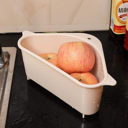 Kitchen Rack Shelf Holder Triangle Sink Drain Basket Strainer Organizer Beige