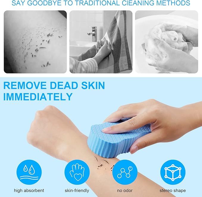 Super Soft Exfoliating Bath Sponge Ultra Soft Bath Body Shower Sponge Blue