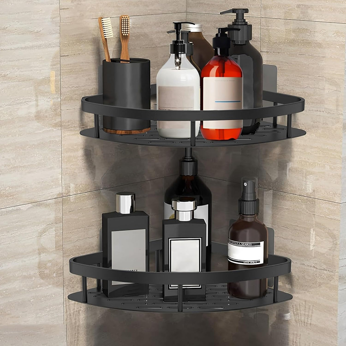 Shelf Rack Shower Caddy Metal Bathroom Shelves Storage Organizer 2PCS