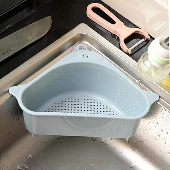 Kitchen Rack Shelf Holder Triangle Sink Drain Basket Strainer Organizer Blue