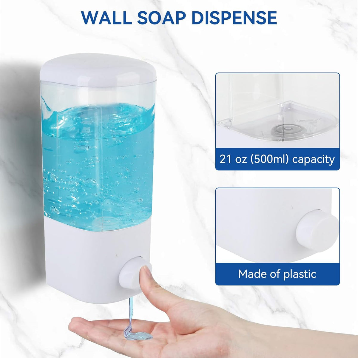 500ml Manual Shower Liquid Container Wall Mount Soap Hand Wash Shampoo Dispenser