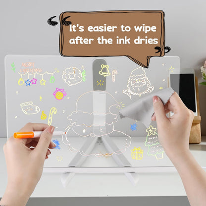 Illuminated Drawing Board LED Note Board 7 Coloured Pens Acrylic Dry Erase